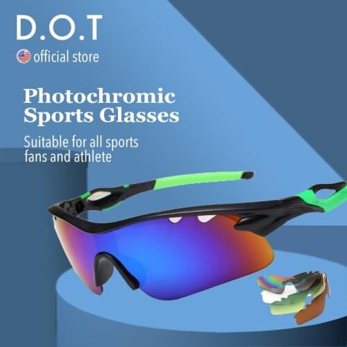D.O.T Photochromic Cycling Sunglasses Men Women Sport Road Mtb Mountain Bike Bicycle Glasses Cycling Glasses Eyewear Protection