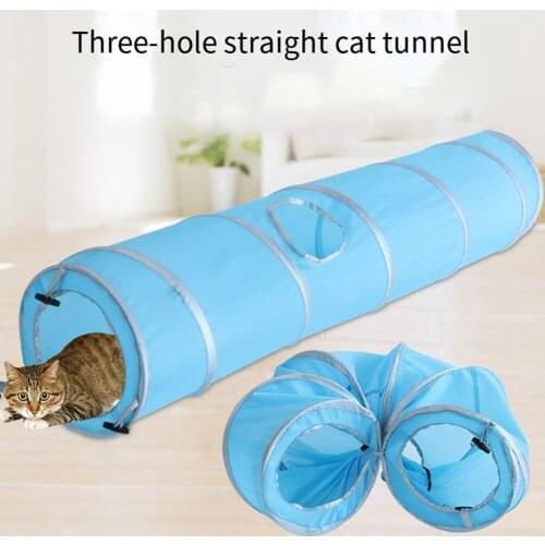 Kitten Toys Puppy Dog Channel Tubes Teaser Interactive Straight Tunnel Pet Rabbit Game Straight Channel Toy with Bell Ball