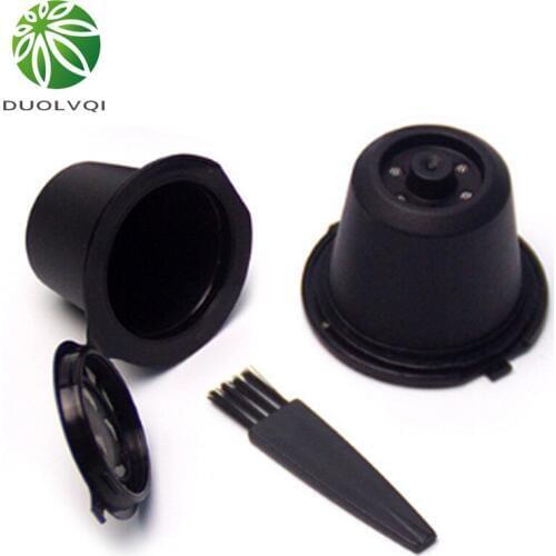 Duolvqi 2pcs/lot Reusable Coffee Capsule For Nespresso With 1PC Plastic Spoon and Brush Filter Pod For Nespresso Coffee Machine
