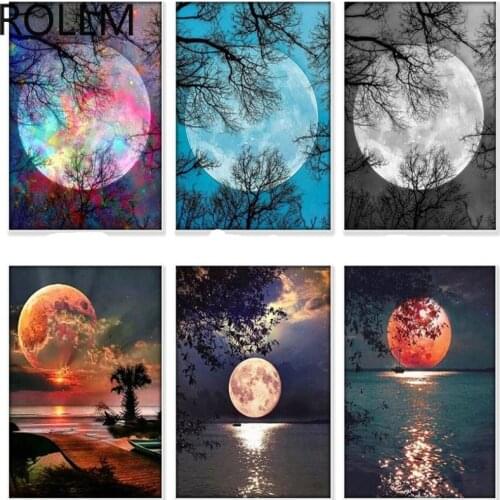 DIY Diamond Painting Full Square Drill Moon Rhinestones Pictures Diamond Embroidery Sale Scenic Cross Stitch Gift New Arrivals