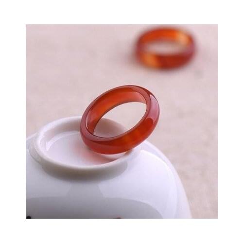 Natural agate red jade rings jewelry gemstone band ring jade simple stones for women jewellery luxury jewelry men rings