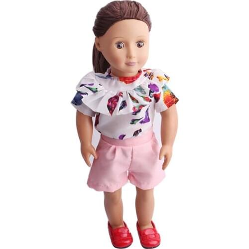 Doll clothes Casual suit 2 colors + shorts toy accessories fit 18 inch Girl doll and 43 cm baby doll c64-c65