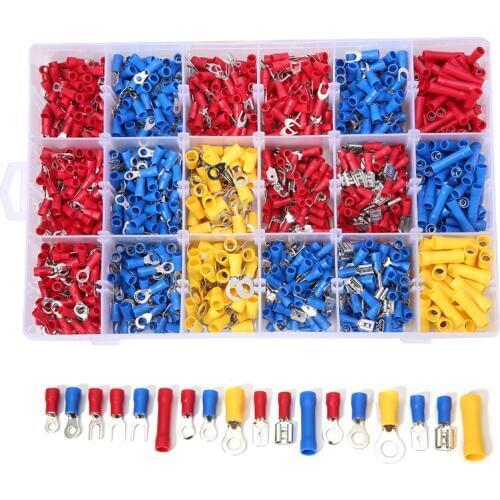Best Price 1200 Pcs Mixed Assorted Lug Kit Insulated Electrical Wire Connector Crimp Terminal Spade Ring Set CLH 22-10 AWG