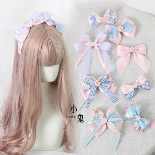 Sweet Lo Mother Pink Blue Lolita Hair Accessories Sweet Hair Clip Soft Cute Sweet KC Head Headband Sweet Mother Side Clip