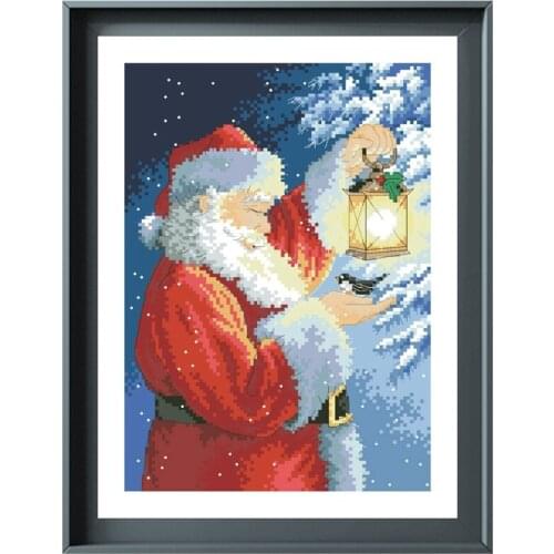 Dreampattern Santas feathered friend cross stitch kit X-mas snow pattern design 18ct 14ct 11ct unprint canvas embroidery DIY
