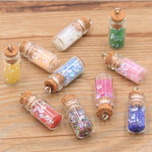 5pcs 11*32mm Transparent Drifting Bottle Charm Bead Pendant With Box For Bracelet Necklace Jewelry Making DIY Earring Finding