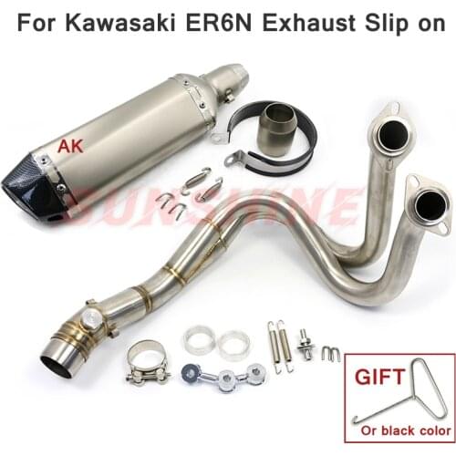 Full System Exhaust Motorcross Front Pipe Motorcycle Slip on Modified Escape Moto Pitbike For ER6F ER6N Z650 Versys 650 NINJA650