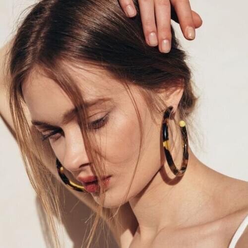 Exaggerate Minimalism Vintage Leopard Acetate Acrylic Big Round Hoop Earrings Tortoiseshell Earrings 2020 New Design Jewelry
