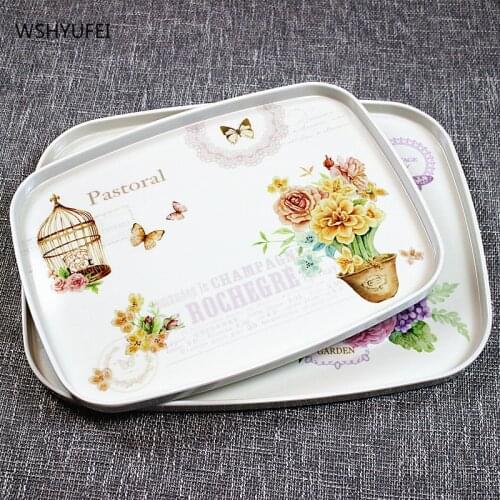 Nordic living room simple melamine cup plastic tea set tray rectangular European style home creative exquisite fruit tray
