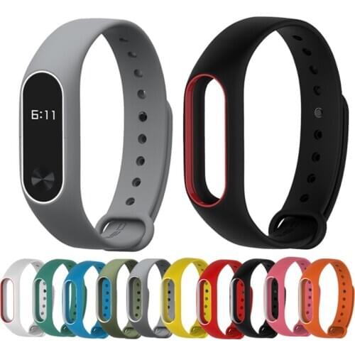 TEZER Colorful Silicone Wrist Strap for Xiaomi 2 Bracelet Double Color Replacement Watchband for Xiaomi Miband 2 Wristbands
