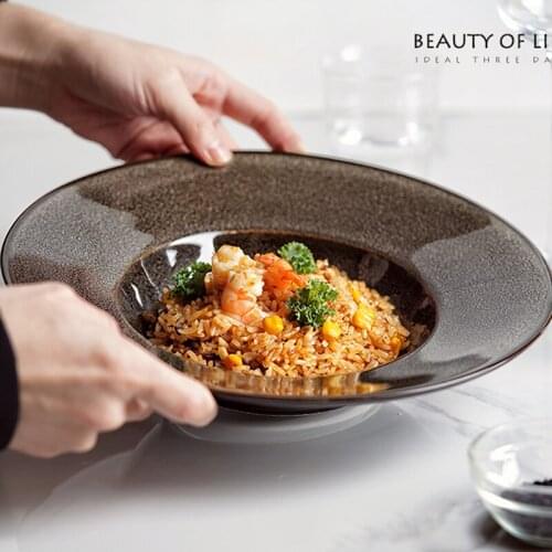 Retro kiln becomes creative ceramic home restaurant hotel straw hat deep dish pasta dish salad dish Japanese dish soup dish