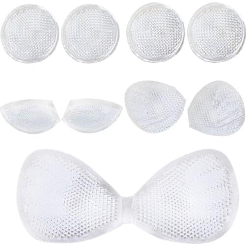 Honeycomb Silicone Bra Inserts Breathable Perforated Push Up Booster Pads Breast Enhancers Semi-Adhesive Bikini Cushion Y5JD
