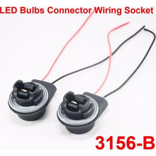 2PCS 3156 3156-B LED Bulbs Holder Socket Wire Connector Extension Reverse Stop Harness Line 1156 1157 3157 7440 7443 BA15S BA15D