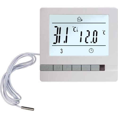 220V 16A Floor Heating Thermostat LCD Programmable Temperature Controller with 3m Temperature Sensor