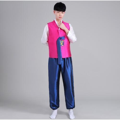 Mens Traditional Korean Hanbok Male Ethnic Dance Performing Clothing Korean Ancient Court Costume Minority Wedding Costumes 17
