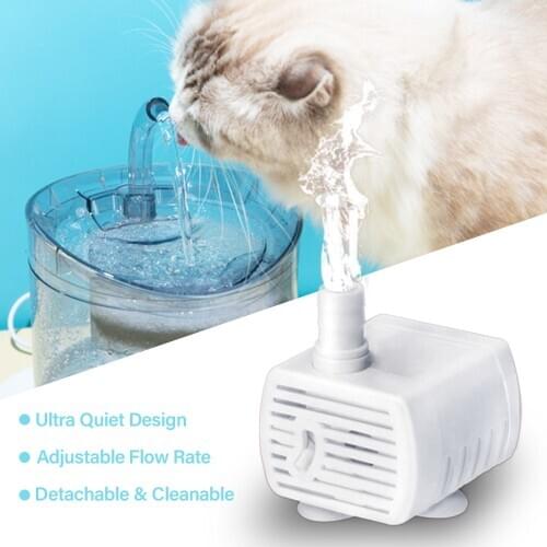 USB Submersible Water Pump for Pet Cat Water Fountain Quiet Replacement Water Pump Hmax 0-50cm Adjustable DC5V 100mA(170L/h)