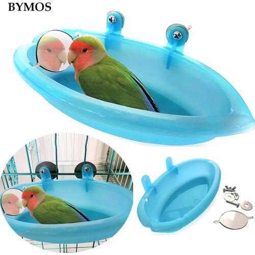 Parrot Bathtub With Mirror Pet Cage Accessories Bird Mirror Bath Shower Box Bird Cage Pet Small Bird Parrot Cage Bird Toys