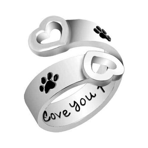 I will love you forever Ring Pet Paw Prints Hollow Out Ring Fashion Cute Enamel Rings Wholesale 12pcs/lot