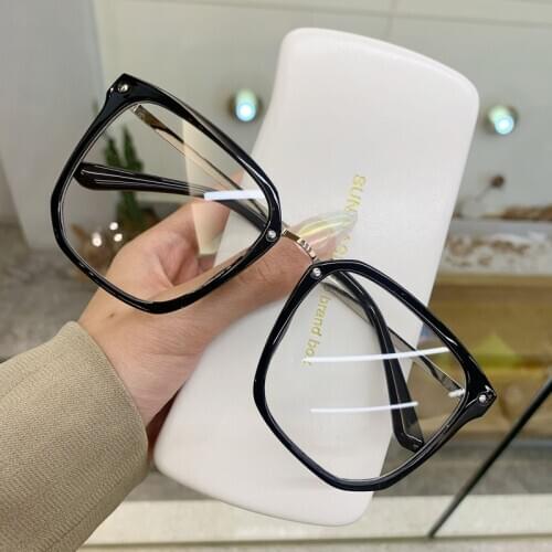 Blue Light Womens Glasses Frame Oversized Computer Eyeglasses Vintage Men Spectacles Transparent Square Eyewear Frames