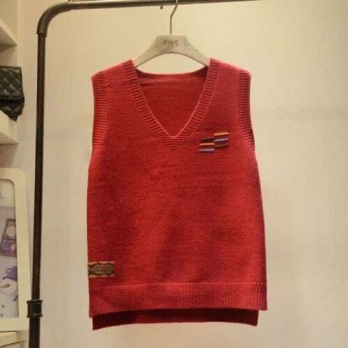 V-neck Sweater Vest Womens 2021 Spring And Autumn New Loose And Versatile Sleeveless Knitting Top