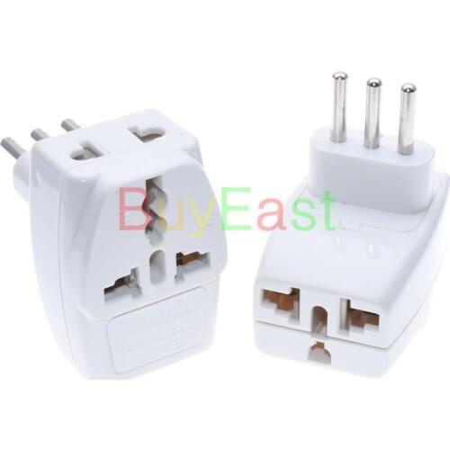 1 PCS Italian, Uruguay Travel Plug Adapter Type L 3 Way Multi Port Outlet Convert GE/US/AU/UK/EU World Plug AC100~250V 10A White