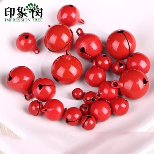 10Pcs 8/10/12/14/16/18mm Iron Jingle Bells Red Color Christmas Tree Ornaments Decorations for DIY Jewelry Accessories Making 502