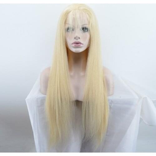 100% Real Human Hair 613 Long straight costume Hair Lace Front Wigs Lace Frontal Wig 13*4 Swiss Lace wigs for women with Bangs