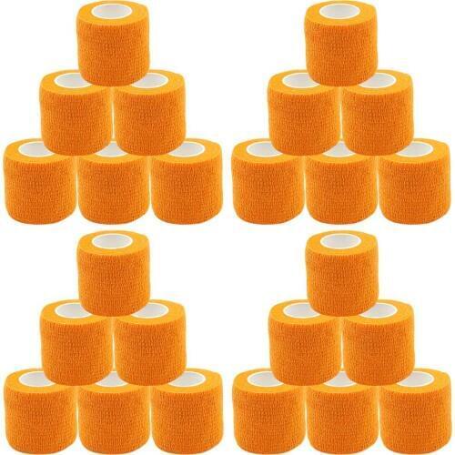 24pcs Orange 2"x 5 Yards Tattoo Grip Tape Wrap, Elastic Bandage Wrap For Tattoo Grip Tube Tattoo Pen , Tattoo Supplies