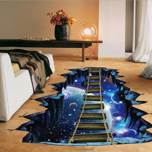 3D Bridge Floor Sticker Home Decoration for Kids Room Floor Living Room Wall Decals PVC Realistic Wall Sticker 60x90cm