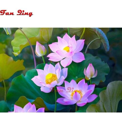 Diamond Embroidery Flower Lotus Full Display 5D DIY Cross Stitch Rhinestones Full Square Diamond Painting Decor Home Gift