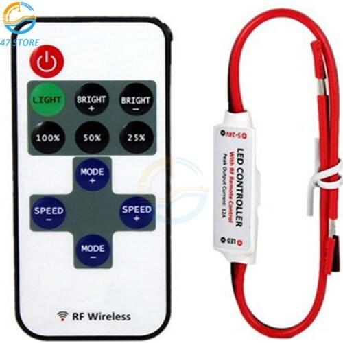 DC 12V RF Wireless Remote Control Led Strip Dimmer 10-Level Bright Speed Led Switch Module Voltage Regulator Dimmers l In-line