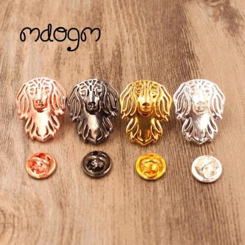 Mdogm Dachshund Dog Animal Brooches And Pins Suit Cute Funny Metal Small Father Collar Badges Gift For Male Men B045