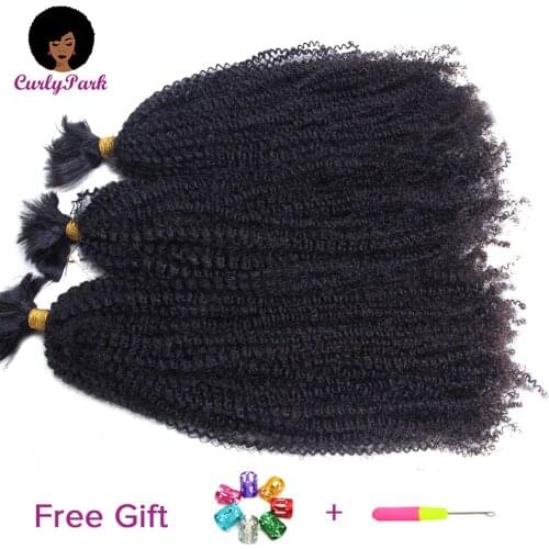 CURLYPARK Remy Human Hair Extensions Kinky Curly No Weft Natural Black Human Hair Bulk For Braiding 100g 1 Bundle