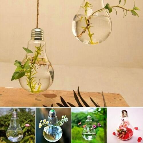 Light Bulb Shape Glass Hanging Hydroponic Plant Container Wedding Decoration Home Wall Ornament s Flowers Hanging Container