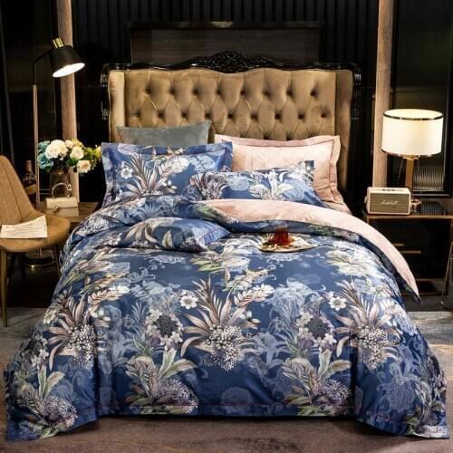 Cotton Jacquard Bedding set Botanical Flower Blossom Comforter Cover Sets 1 Duvet Cover 1Bed sheet 2Pillowcases Queen King size