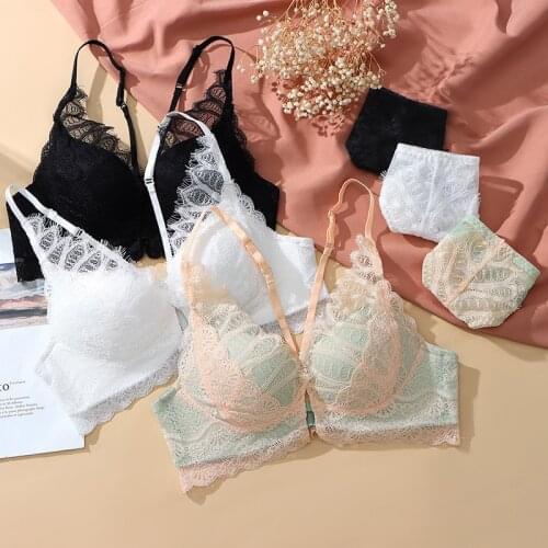 French Womens Bra Briefs Set Sexy Lace Underwear Fashion Push Up Comfort Brassiere Sexy Lace Panties Female Sexy Lingerie Set