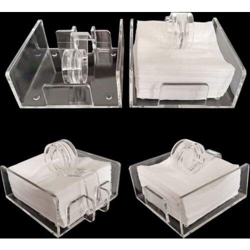 Square Clear Acrylic Cocktail Napkin Holder Paper Serviette Dispenser Tissue Box Bar Caddy for Dining Table Hotel Home