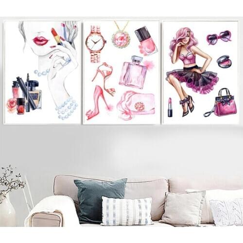 Fashion Full Square Round Drills Rhinestone Water Color Paris Perfume Woman Cosmetics Mosaic Embroidery 3 Pieces StickersZP-4070