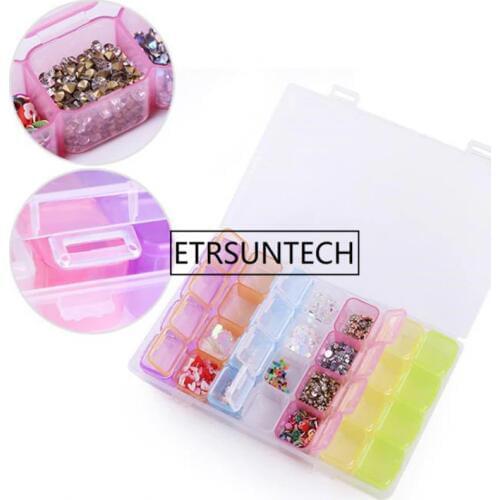 Nail Art Diamonds Decorations Nails Crystal Glitter Rhinestone 28 Grids Storage Nail Art Acrylic Drill Jewelry Organizer F1763