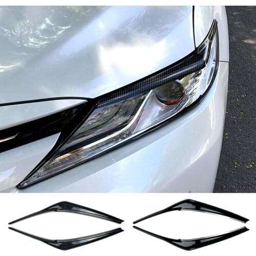 2Pcs Car Headlights Eyebrows Eyelids Covers For Toyota Camry 2018+ ABS Trim Cover Accessories
