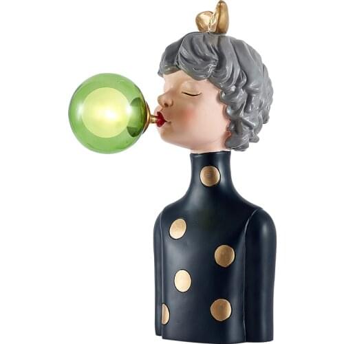 Bubble Girls Table Lamp Bedside Modern Stained Glass Desk Lamp Bedroom Nightstand Light Kid Study Lighting Fixtures Home Decor