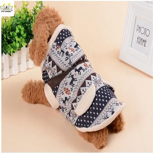 New Fashion Pet Dog Clothes Deer Snowflake Hooded Cotton-Padded Jacket Halloween Autumn And Winter Warm Cute Dress Up Costume