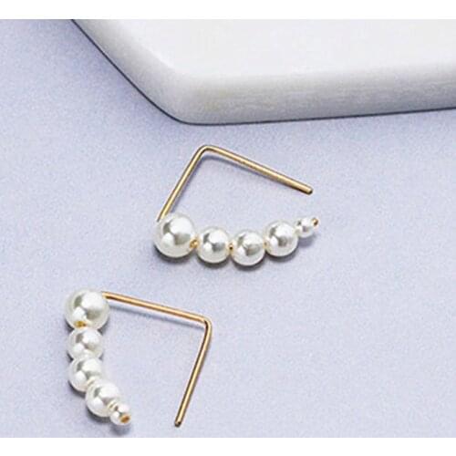 New Simulated Pearl String Statement Earrings Korean Simple Retro Cold Wind Earrings Womens Earrings Clothing Jewelry