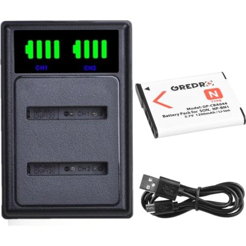 NP BN1 NP-BN1 Battery with Dual Charger Kit for Sony DSC-QX10, DSC-QX100, DSC-T99, DSC-T110, DSC-TF1, DSC-TX5, DSC-TX7, DSC-W530