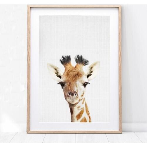 Giraffe Wall Art Print Safari Nursery Baby Animal Babies Room Posters Nordic Animals Canvas Painting Kids Bedroom Decoration