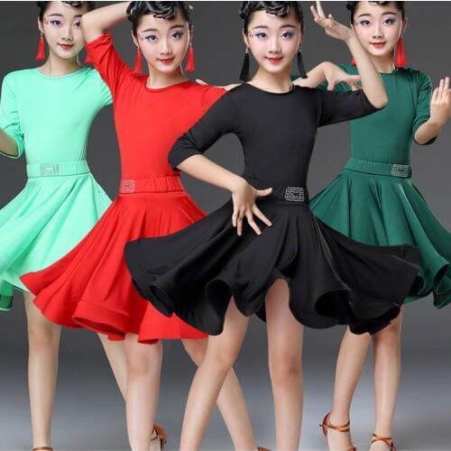 2019 girls latin dresses for dancing ballroom dance dress rumba samba velvet children samba cha cha tango skirt standard salsa