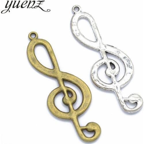 YuenZ 4 pcs Antique Silver color Musical Note Charms Metal Charm Pendant Necklace Jewelry Hand made 62*21mm P215