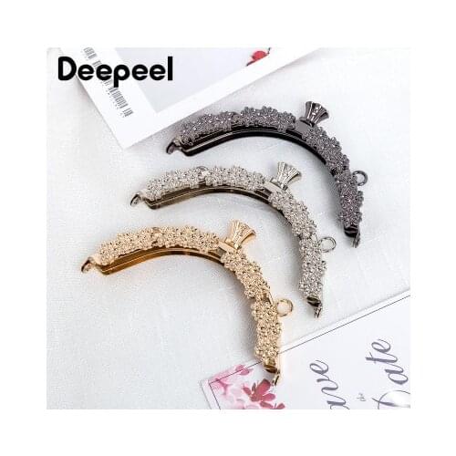 2pcs Deepeel 13cm Semicircle Metal Flower Kiss Clasp Handle Purse Frame Female Bag Handles Clutch Coin Sewing Wallet Accessories