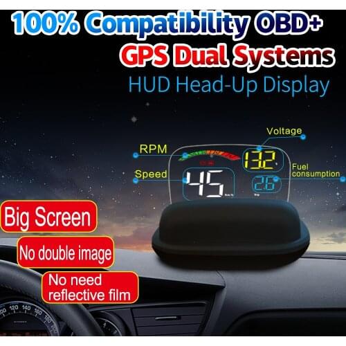 Head Up Display Projection On Windshield Gauges HUD OBD2 Car Electronics Accessories Digital GPS Speedometer Compatible for Car