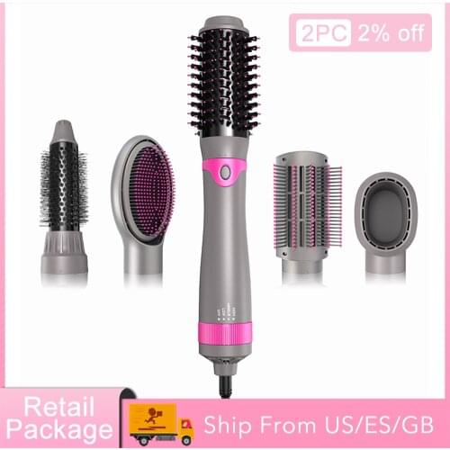 Dropshipping 5 in 1 Hair Dryer Hot Air Brush Hair Curler Hair Straightener Hot Comb Curling Iron Brush Hair Styling Tools
